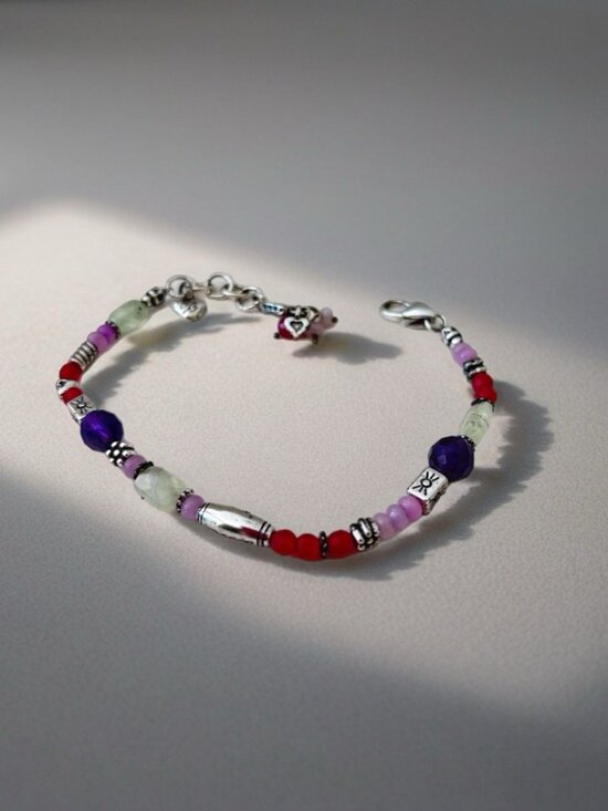 Brighton Jewelry - Brighton Love Heart Red Beaded Silver Bracelet